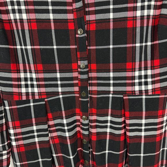 Derek Heart Plus Size Plaid Button-Down Tunic Dress 1X Black Red Long Sleeve - Picture 3 of 6